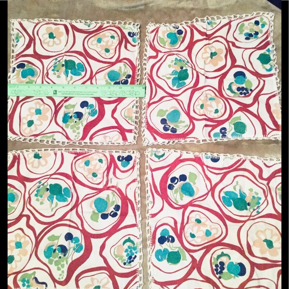🐕 VINTAGE BEAUTIES Set of FOUR BOHO NAPKINS Bark Cloth  VNPLVC - Picture 1 of 16